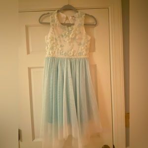 Speechless girls aqua dress with handkerchief hem size 16